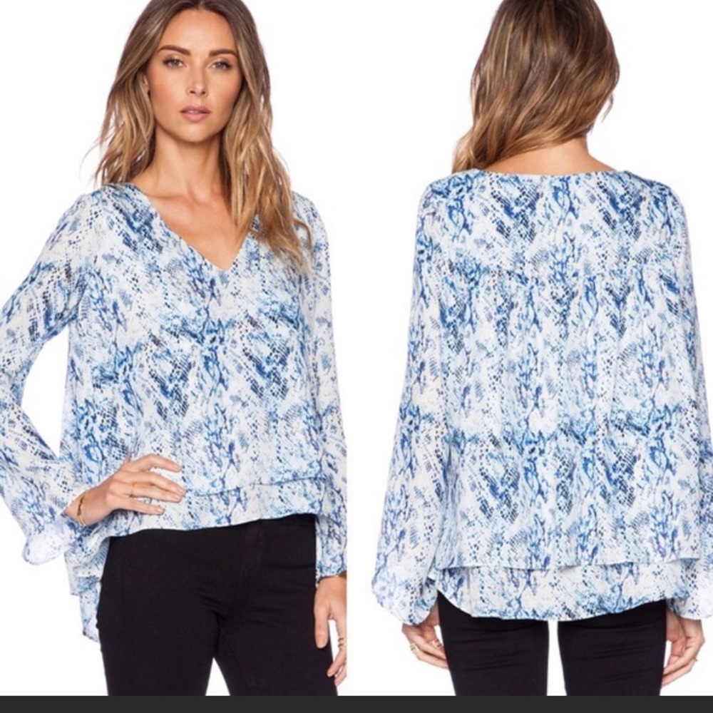 Parker Duncan Snakeskin Print Flutter Blouse - image 1